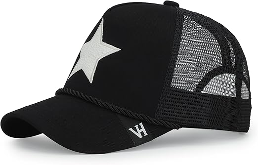 VINTAGE HAVANA Black Trucker Hats Women | Mesh Adjustable Snapback Hat | Men & Women Trendy Fashion Baseball Cap