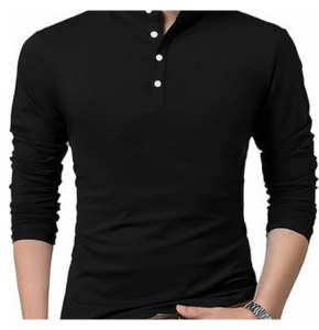 KUYIGO Men’s Casual Slim Fit Shirts Pure Color Long Sleeve Polo Fashion T-Shirts