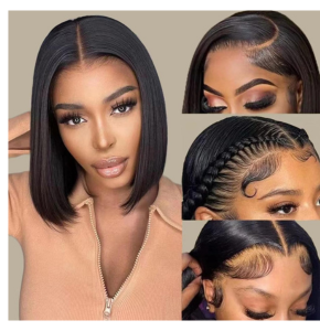 14 Inch Bob Wig Human Hair 13x4 HD Transparent Lace Front Wigs Human Hair Pre Plucked with Baby Hair Glueless Wigs Human Hair 180% Density Straight Frontal Lace Wigs for Women Natural Color