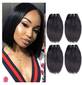 Liang Dian 8 Inch Short Human Hair Bundles Natural Color 4 Bundles 12A Brazilian Virgin Hair 100% Unprocessed Straight Human Hair Bundles(8"8"8"...