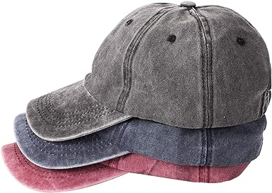 3 Pack Washed Plain Baseball Cap, Retro Adjustable Dad Hats Gift for Men/Women, Unstructured/Cotton