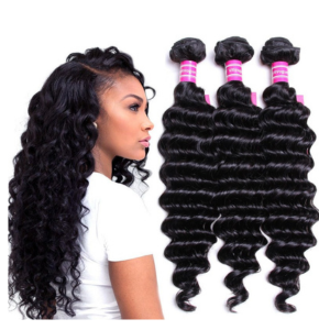 VRVOGUE (10" 12" 14") Brazilia Deep Wave Hair Bundles Unprocessed Virgin Brazilian Human Hair Natural Color Weave Bundles Human Hair (10 12 14)