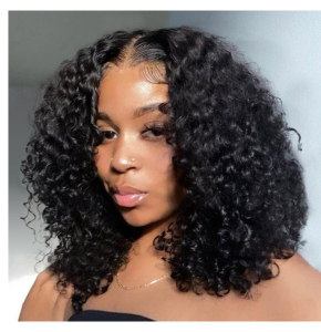 14 Inch Short Bob Wigs 13x4 Deep Wave Bob Wig Human Hair 180% Density Deep Curly 100% Virgin Human Hair Pre Plucked Wet and Wavy Glueless Transparent Lace Frontal Wig for Women Natural Hairline