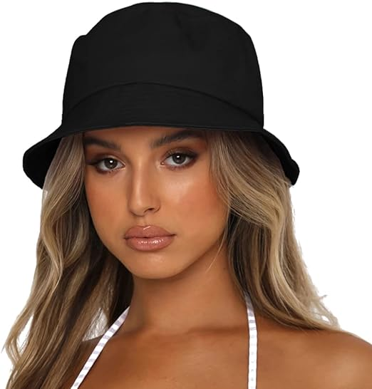 Sydbecs Bucket Hat for Women Men, Reversible Cotton Summer Sun Beach Cap Solid Color Style